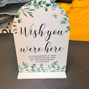 Memorial Plaque with Greenery Design Wish You Were Here In Loving Memory sign